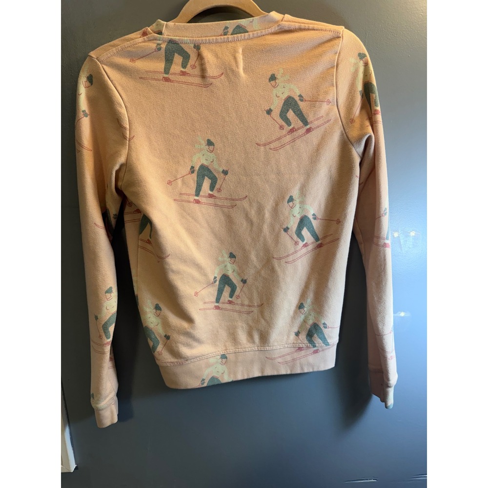 Sol Angeles x Anthropologie Womens Peach Skier Print Sweatshirt XS Pink Pullover - Picture 3 of 9